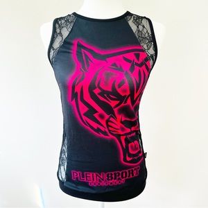 PLEIN SPORT Graphic Print Crew Neck Top w/ Tags Women's Medium
